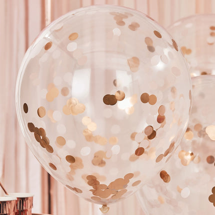 Rose Gouden Confetti Ballonnen 61cm 3st