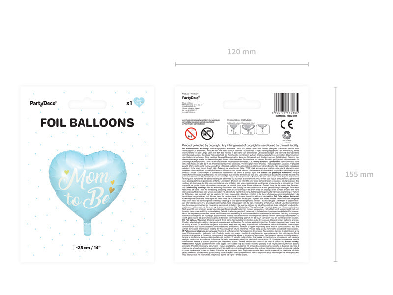 Helium Ballon Hart Mom To Be Blauw Leeg 35cm