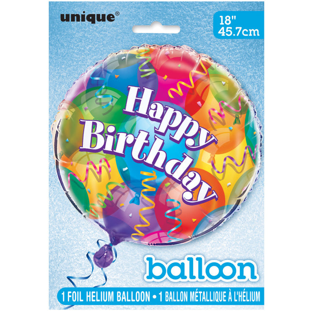 Helium Ballon Happy Birthday Ballonnen gekleurd 45cm leeg