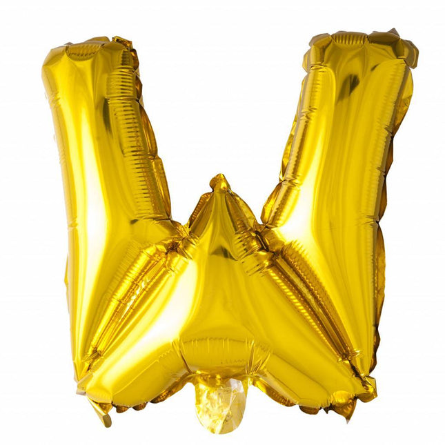 Folie Ballon Letter W Goud XL 102cm leeg