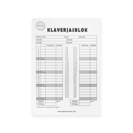 Klaverjas Scoreblok 21cm 50 pagina's