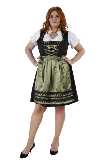 Zwart Groene Dirndl Jurk Oktoberfest Dames