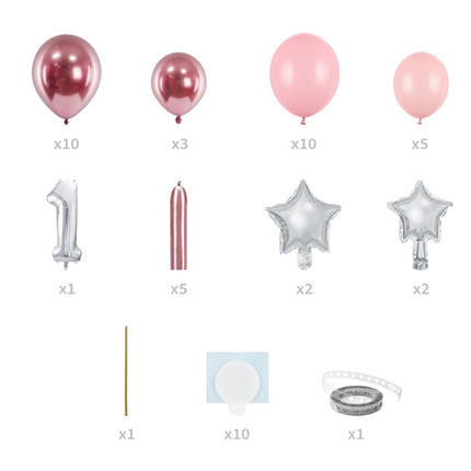 Ballonnen Set 1 Jaar Roze 1,4m