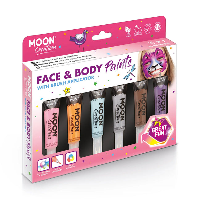 Moon Creations Face Paint met kwast Applicator Purple 15ml