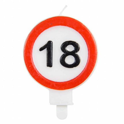 Kaars 18 Jaar Verkeersbord 8cm