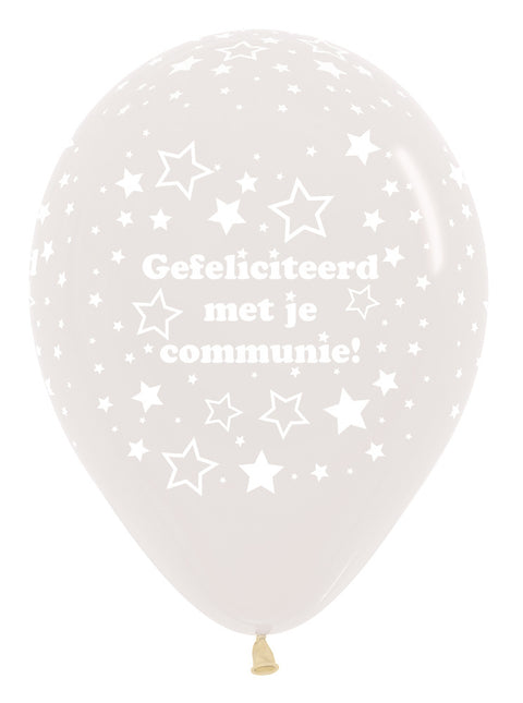 Ballonnen Communie Stars Crystal Clear 30cm 25st