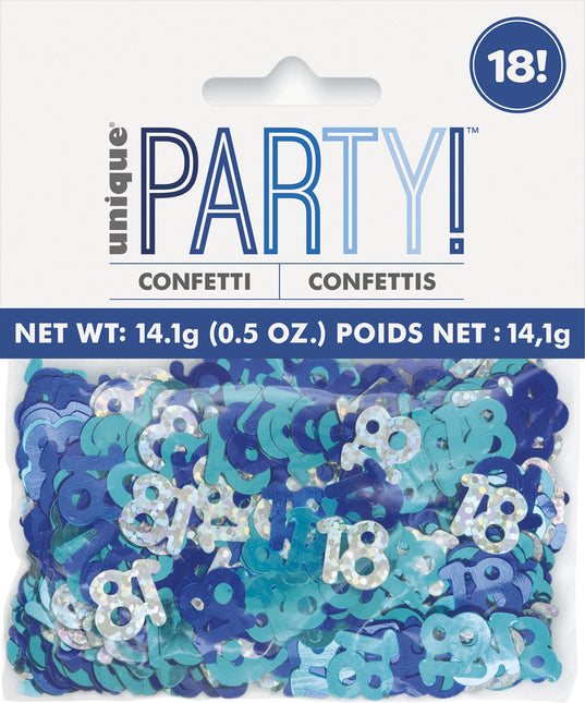 18 Jaar Confetti Zak Blauw 14gr