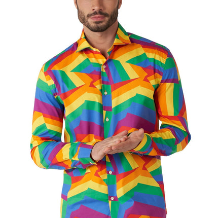 Zig Zag Regenboog Overhemd Heren OppoSuits