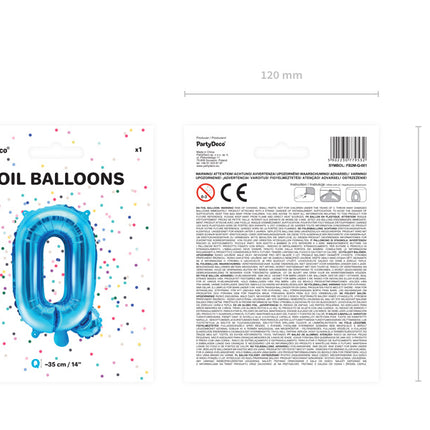 Folie Ballon Letter Q Blauw Leeg 35cm