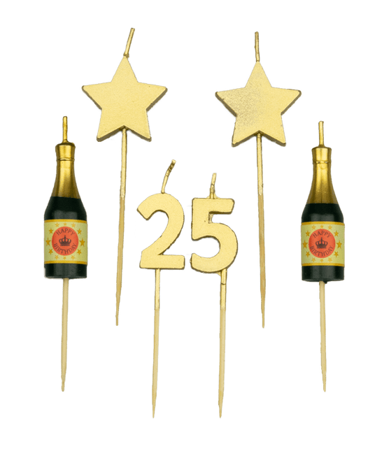 Kaarsjes 25 Jaar Champagne 17,5cm