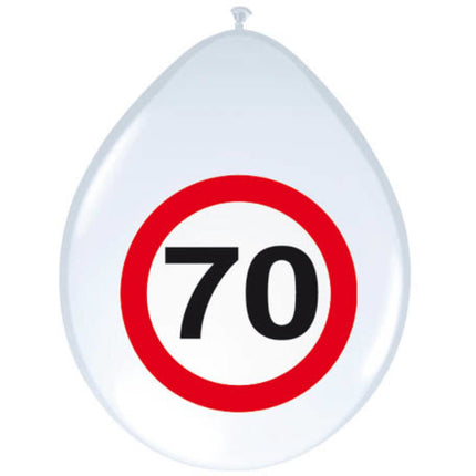 Ballonnen 70 Jaar Verkeersbord 30cm 8st