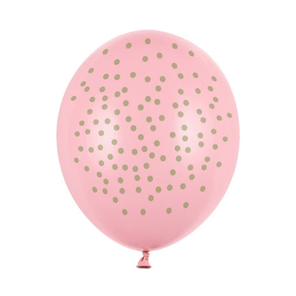 Roze Ballonnen Gouden Stippen 30cm 6st