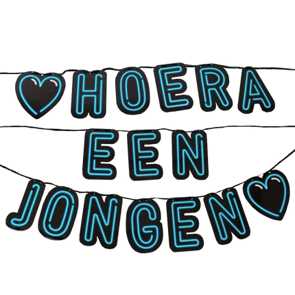 Geboorte Letterslinger Hoera een Jongen Neon 5m