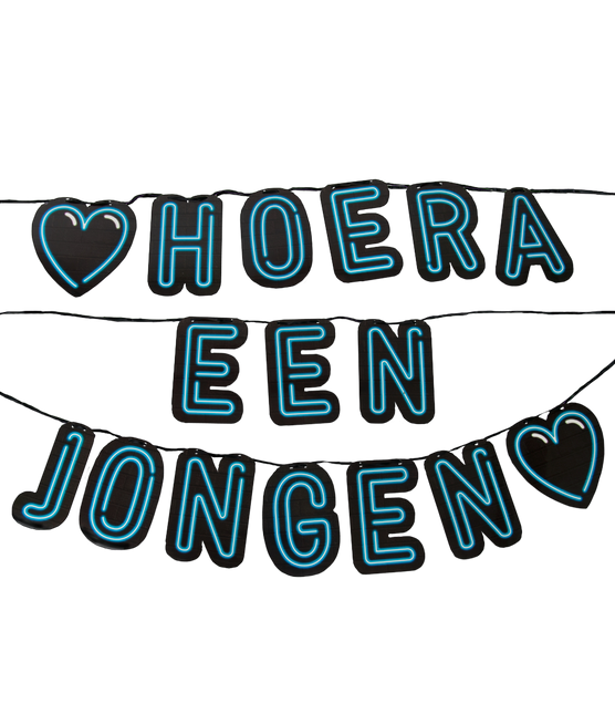 Geboorte Letterslinger Hoera een Jongen Neon 5m