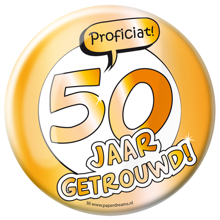 Button 50 jaar Getrouwd 10,2cm