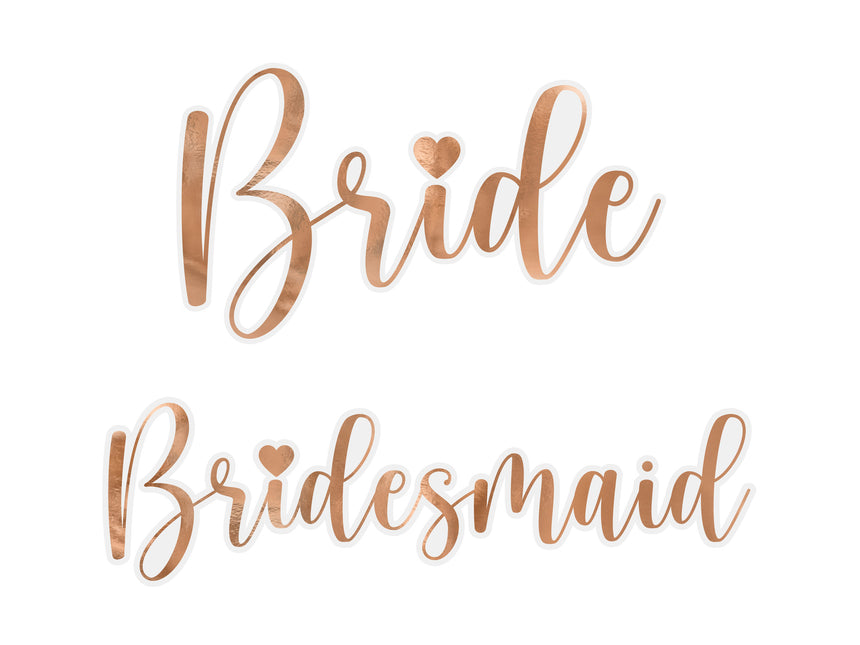 Rose Gouden Glasstickers Bride & Bridesmaid