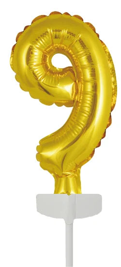 Gouden Taarttopper 9 Jaar Folieballon 12,5cm