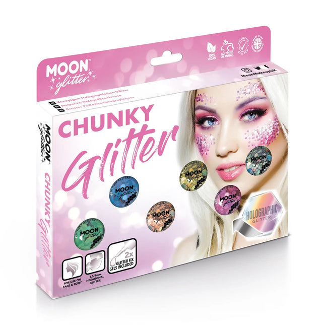 Moon Glitter Holographic Chunky Glitter Black 3g