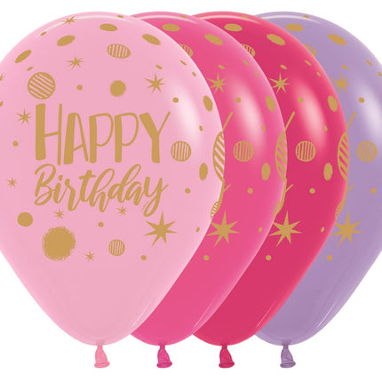 Ballonnen Happy Birthday Sparkles Party Mix 30cm 25st