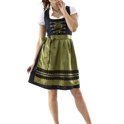 Zwart Groene Dirndl Jurk Oktoberfest Dames