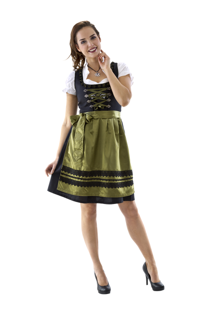 Zwart Groene Dirndl Jurk Oktoberfest Dames