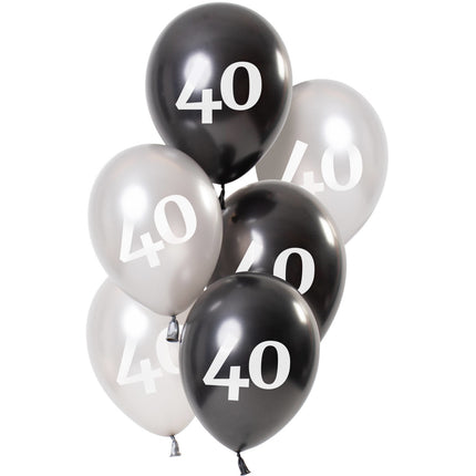 Ballonnen 40 Jaar Zwart 23cm 6st