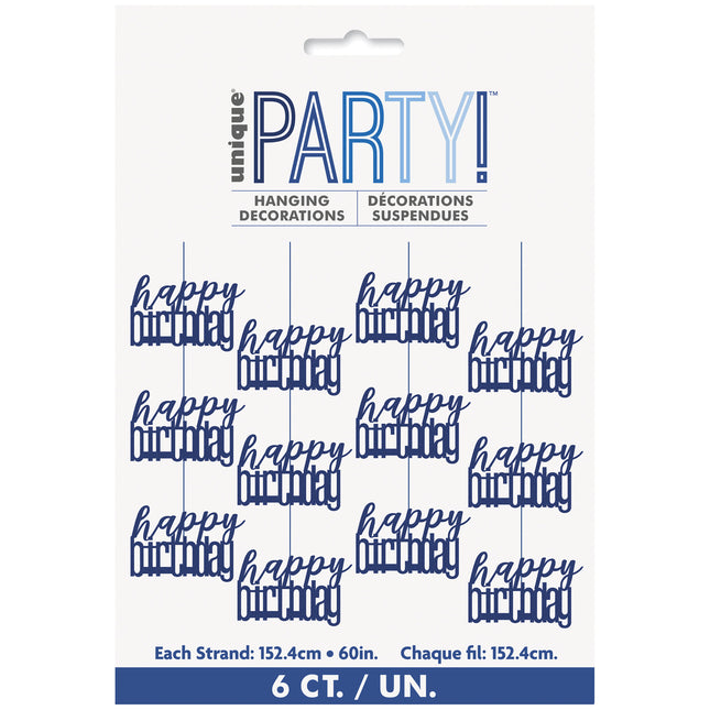 Happy Birthday Hangdecoratie Blauw 1,52m