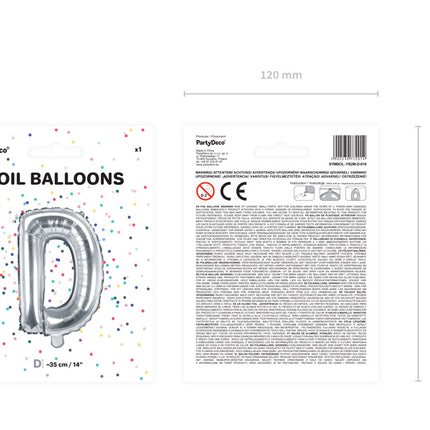 Folie Ballon Letter D Zilver Leeg 35cm