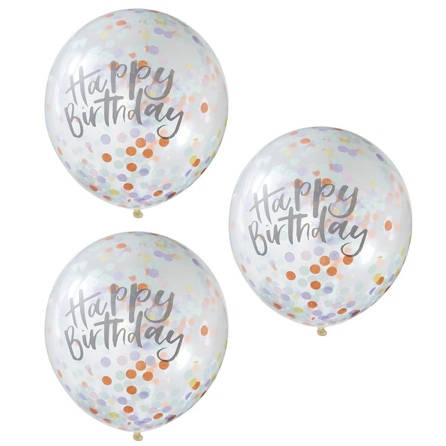 Happy Birthday Confetti Ballonnen 30cm 5st