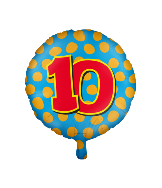 Helium Ballon 10 Jaar Gekleurd Leeg 46cm