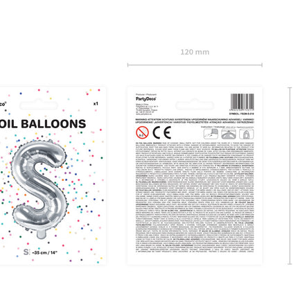 Folie Ballon Letter S Zilver Leeg 35cm