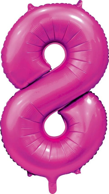 Fuchsia Cijfer Ballon 8 Jaar Glans 86cm