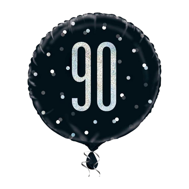 Helium Ballon 90 Jaar Zwart 45cm leeg