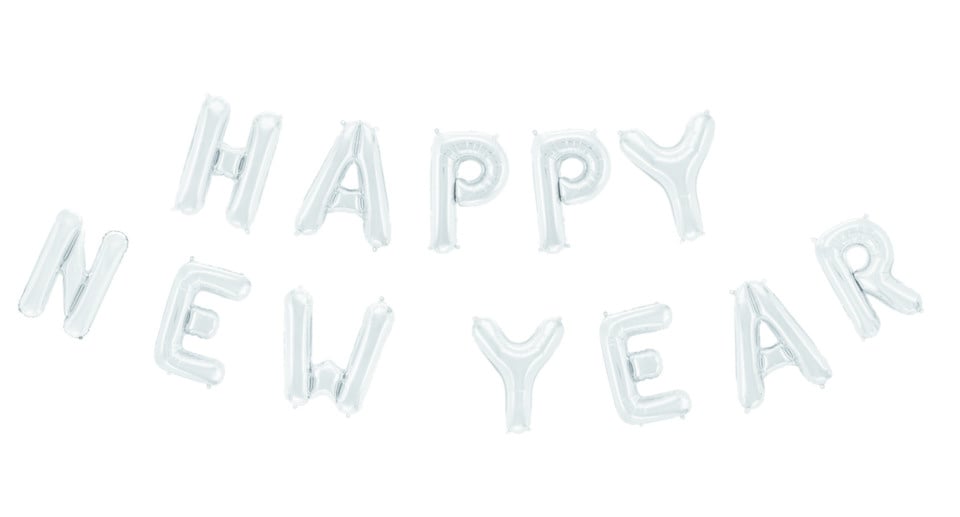 Letterslinger Happy New Year Zilver