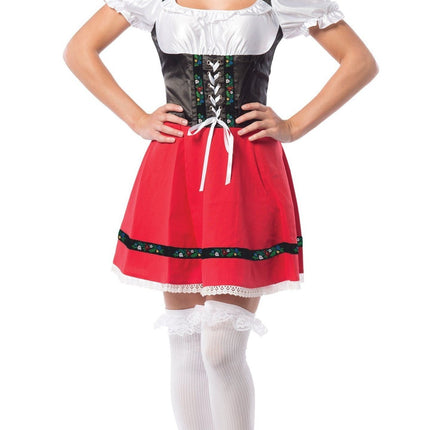 Dirndl Jurk Oktoberfest Rood Witte Strik