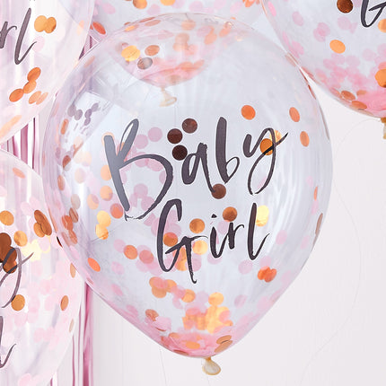 Roze Confetti Ballonnen Baby Girl 30cm 5st