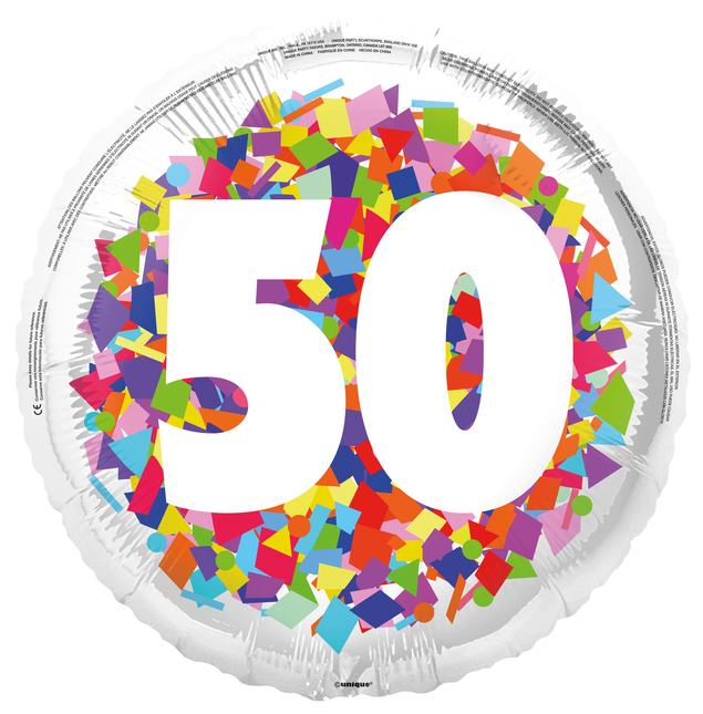 50 Jaar Helium Ballon Confetti Leeg 45cm