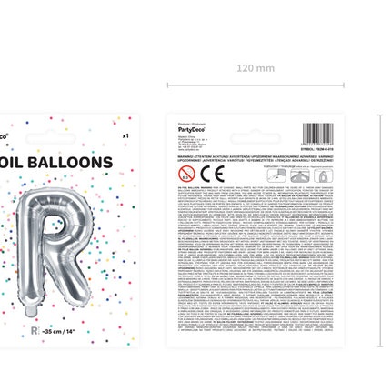 Folie Ballon Letter R Zilver Leeg 35cm