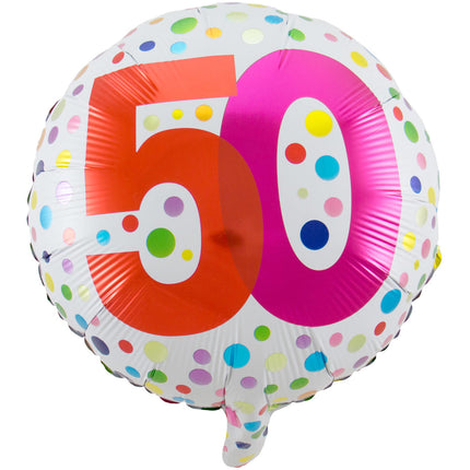 Helium Ballon 50 Jaar Stippen 45cm leeg