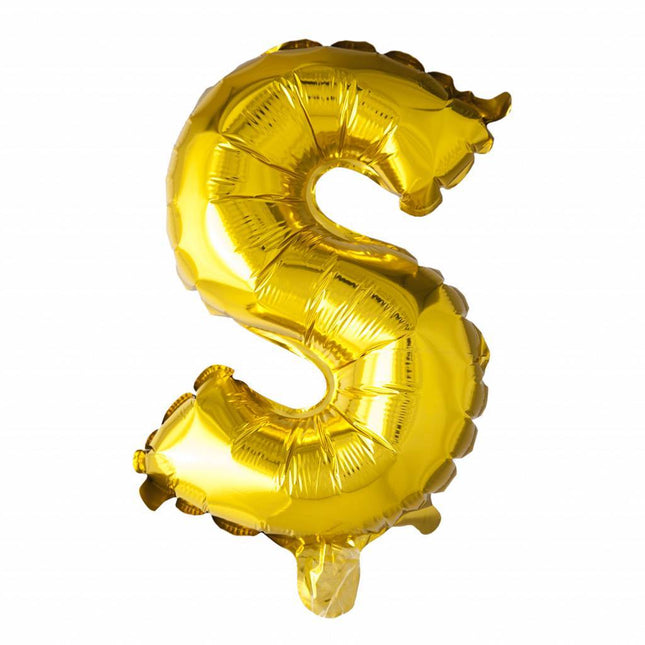 Folie Ballon Letter S Goud XL 102cm leeg