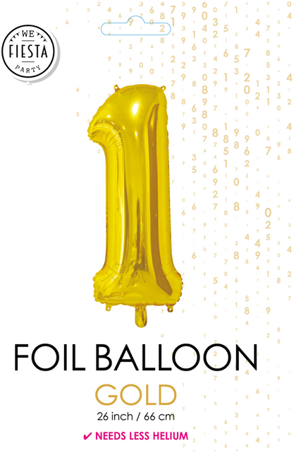 Folieballon Cijfer 1 Goud 66cm