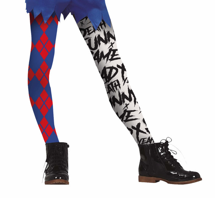 Rood Blauwe Halloween Legging Harley Quin Kind