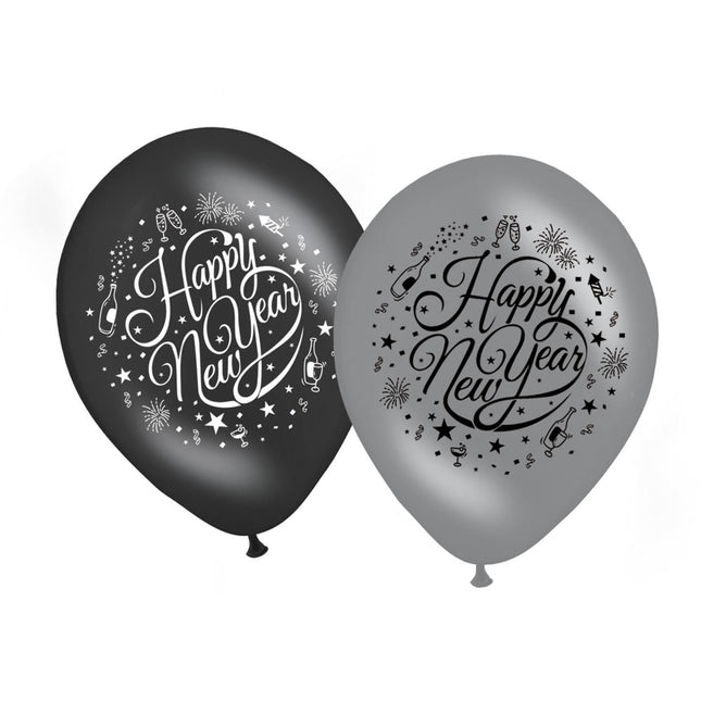 Happy New Year Ballonnen 30cm 8st