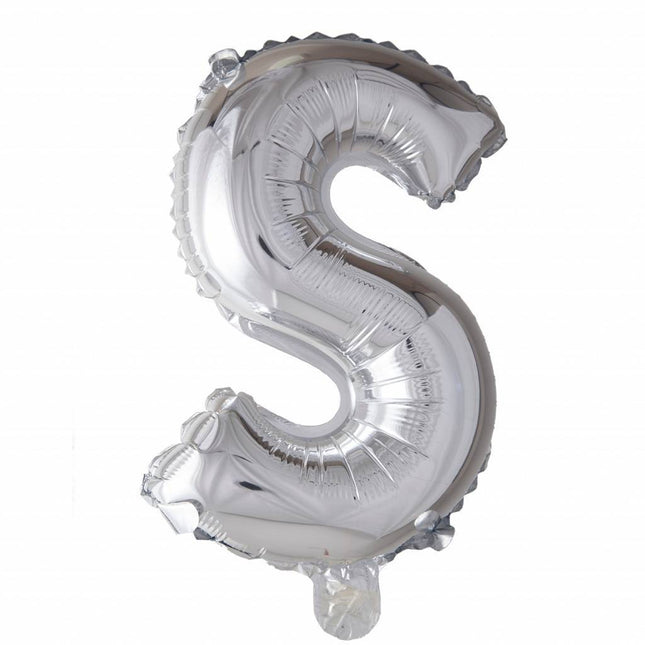 Folie Ballon Letter S Zilver XL 102cm leeg