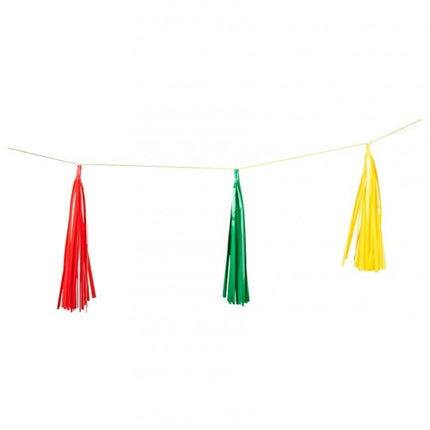 Tassel Guirlande Rood Geel groen 2,25m