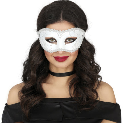 Venetiaans Oogmasker Wit Zilver