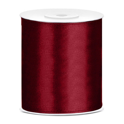 Satijn Lint Bordeaux Rood 100mm 25m