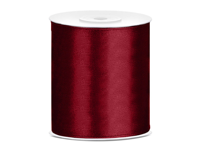 Satijn Lint Bordeaux Rood 100mm 25m