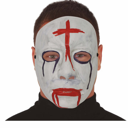 Rood Witte Halloween Masker Kruis