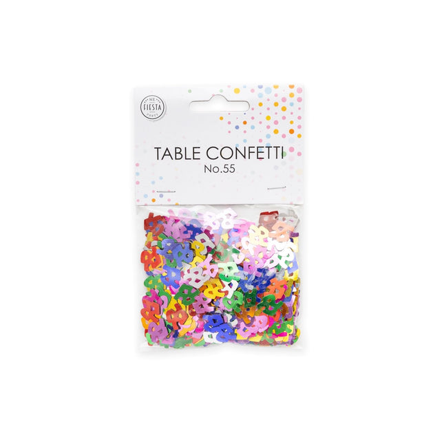 Tafelconfetti 55 Jaar Gekleurd